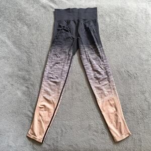 Victoria's Secret Pink Ultimate Black Orange Ombre Leggings Women's Size S